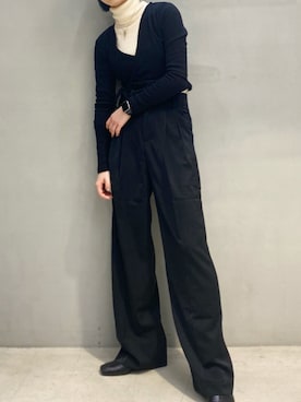 「PUBLUX（パブリュクス）のアイテム（スラックス）」を使った、ハルカさん（レディース・162cm）の春コーディネート