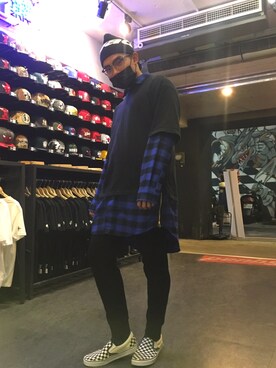 「SQUAD（スクアッド）のアイテム（帽子）」を使った、Krisさん（メンズ・175cm）の秋コーディネート