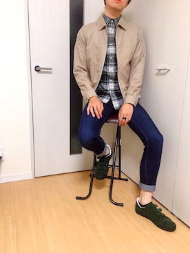 「TAKEO KIKUCHI（タケオキクチ）のアイテム（ブルゾン）」を使った、いずさん（メンズ・180cm）の春コーディネート