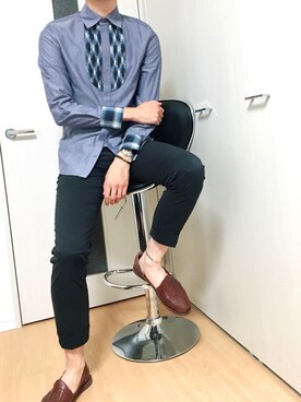「CHAMULA（チャムラ）のアイテム（スリッポン）」を使った、いずさん（メンズ・180cm）の夏コーディネート