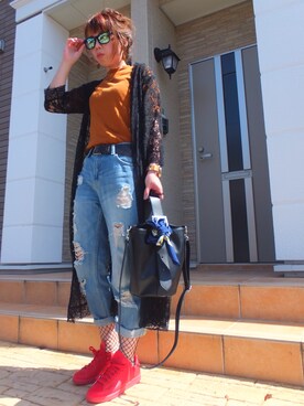 「網タイツ×デニム」｜katsumiiiiiさん（レディース・157cm）の春コーディネート