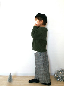 「シンプルおしゃれが好き」｜「アイテム（ハンチング/ベレー帽）」を使った、kana⑅﻿さん（キッズ・100cm）の秋コーディネート