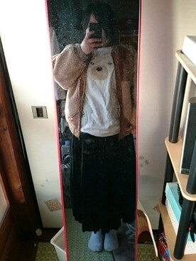 「ベロアスカート」｜「アイテム（ワンピース/ドレス）」を使った、夏生さん（レディース・153cm）の冬コーディネート