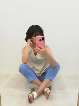 「DRESSLAVE（ドレスレイブ）のアイテム（Tシャツ/カットソー）」を使った、あめみやさん（レディース・170cm）の夏コーディネート