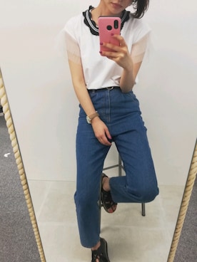 「Three Four Time（ｽﾘｰﾌｫｰﾀｲﾑ）のアイテム」を使った、あめみやさん（レディース・170cm）の夏コーディネート