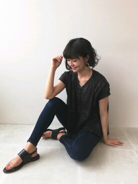 「Three Four Time（ｽﾘｰﾌｫｰﾀｲﾑ）のアイテム（アクセサリー）」を使った、あめみやさん（レディース・170cm）の夏コーディネート