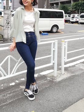 「Jines（ジネス）のアイテム」を使った、あめみやさん（レディース・170cm）の夏コーディネート