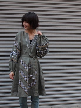 「DRESSLAVE（ドレスレイブ）のアイテム（Tシャツ/カットソー）」を使った、あめみやさん（レディース・170cm）の秋コーディネート