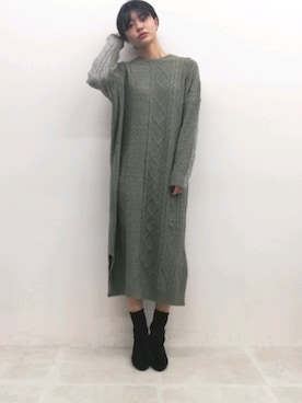 「Three Four Time（ｽﾘｰﾌｫｰﾀｲﾑ）のアイテム（ワンピース/ドレス）」を使った、あめみやさん（レディース・170cm）の冬コーディネート