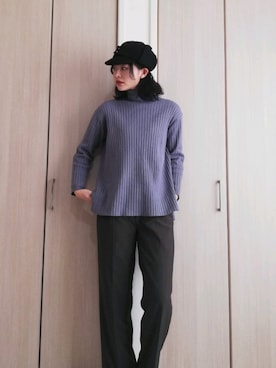 「KBF+（ケービーエフプラス）のアイテム（パンツ）」を使った、あめみやさん（レディース・170cm）の冬コーディネート