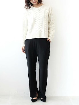 「Three Four Time（ｽﾘｰﾌｫｰﾀｲﾑ）のアイテム（パンツ）」を使った、あめみやさん（レディース・170cm）の春コーディネート