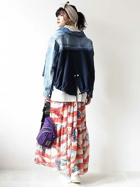 「Three Four Time（ｽﾘｰﾌｫｰﾀｲﾑ）のアイテム（その他アウター）」を使った、あめみやさん（レディース・170cm）の春コーディネート