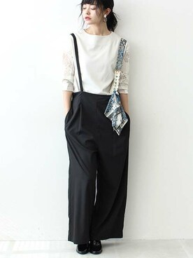 「Three Four Time（ｽﾘｰﾌｫｰﾀｲﾑ）のアイテム（パンツ）」を使った、あめみやさん（レディース・170cm）の春コーディネート