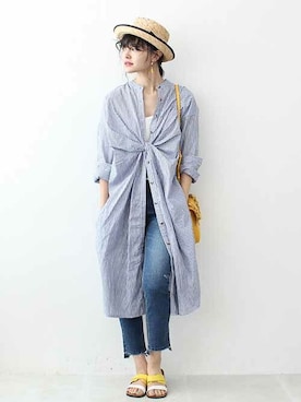 「Three Four Time（ｽﾘｰﾌｫｰﾀｲﾑ）のアイテム」を使った、あめみやさん（レディース・170cm）の春コーディネート