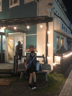 「one after another NICE CLAUP（ワンアフターアナザーナイスクラップ）のアイテム（デニムジャケット）」を使った、ほにょかさん（レディース・158cm）の秋コーディネート
