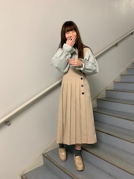 「WEGO（ウィゴー）のアイテム（ジャンパースカート）」を使った、˙˚ʚErikaɞ˚˙さん（レディース・157cm）の春コーディネート