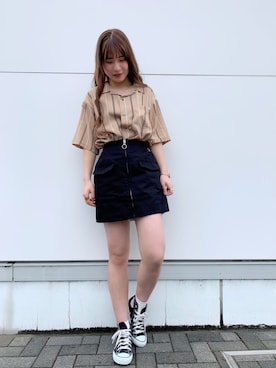 「WEGO（ウィゴー）のアイテム（スカート）」を使った、˙˚ʚErikaɞ˚˙さん（レディース・157cm）の春コーディネート
