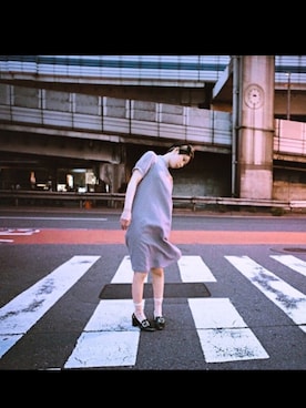 「merlot plus（メルロープリュス）のドット柄シースルー半袖ワンピース2925（ワンピース、パープル系）」を使った、もふもふ2。さん（166cm）の夏コーディネート