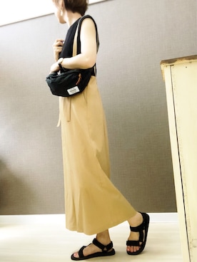 「アイテム（つなぎ/オールインワン、ベージュ系）」を使った、REIさん（レディース・158cm）の夏コーディネート
