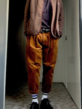 「HARE」｜「アイテム（ノーカラージャケット）」を使った、RANさん（メンズ・179cm）の冬コーディネート