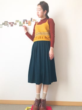 「アイテム（ニット/セーター）」を使った、m15さん（レディース・164cm・10代）の春コーディネート