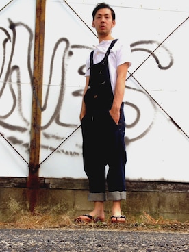「G-STAR RAW（ジースターロゥ）のアイテム（サロペット/オーバーオール）」を使った、MIYABIさん（メンズ・180cm）の夏コーディネート