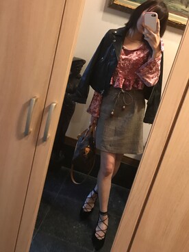 「LILY BROWN（リリーブラウン）のアイテム（その他シューズ）」を使った、Rina Takahashiさん（レディース・165cm）の秋コーディネート