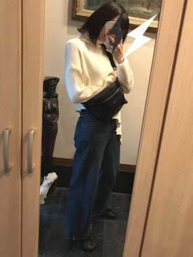 「A land（エーランド）のアイテム（パンツ）」を使った、Rina Takahashiさん（レディース・165cm）の秋コーディネート