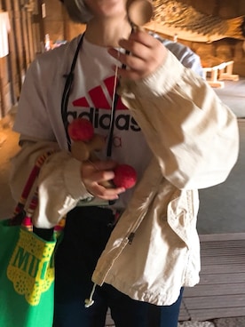 「adidas（アディダス）のアイテム（T Shirts、ホワイト系）」を使った、OLUBOBOさん（レディース・154cm）の春コーディネート