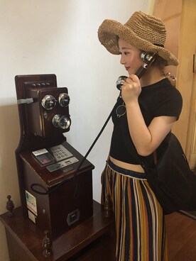 「H&M（エイチ・アンド・エム）のアイテム（Tops、ブラック系）」を使った、OLUBOBOさん（レディース・154cm）の春コーディネート