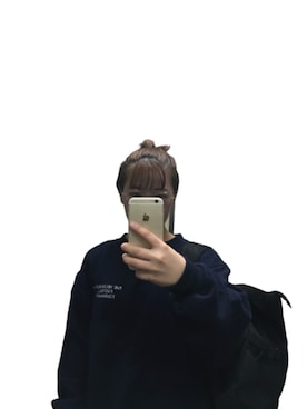 「古着のアイテム（Hoodies、ブルー系）」を使った、OLUBOBOさん（レディース・154cm）の秋コーディネート