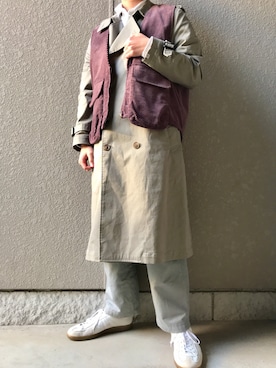 「ジャーマントレーナー」｜「アイテム（トレンチコート）」を使った、はなちゃん@OORerさん（メンズ・164cm）の冬コーディネート