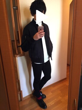 「ダニエルウェリントン」｜「アイテム（ブルゾン）」を使った、ふくちゃんさん（メンズ・175cm）の冬コーディネート