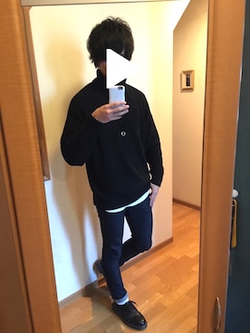 「RAGEBLUE（レイジブルー）の＜トレンドのロング丈＞ワッフルロングカットソー/733404（Tシャツ/カットソー）」を使った、ふくちゃんさん（メンズ・175cm）の冬コーディネート