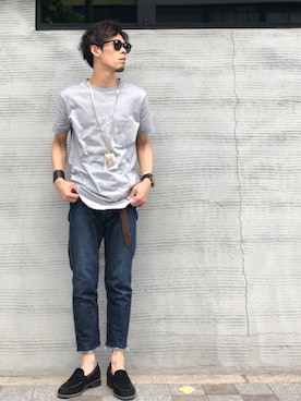 「417 EDIFICE（フォーワンセブンエディフィス）のアイテム（シューズ）」を使った、TogAさん（メンズ・165cm）の夏コーディネート