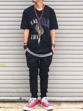 「doublet（ダブレット）のアイテム（Tシャツ/カットソー）」を使った、TogAさん（メンズ・165cm）の夏コーディネート