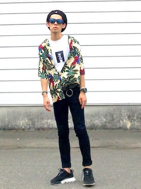 「rag & bone（ラグアンドボーン）のアイテム（パンツ）」を使った、TogAさん（メンズ・165cm）の夏コーディネート