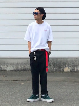 「Yohji Yamamoto（ヨウジヤマモト）のアイテム（キーケース/キーアクセサリー）」を使った、TogAさん（メンズ・165cm）の夏コーディネート
