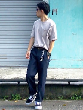 「ANATOMICA（アナトミカ）の＜ANATOMICA（アナトミカ）＞ POCKET TEE（Tシャツ/カットソー）」を使った、TogAさん（メンズ・165cm）の秋コーディネート