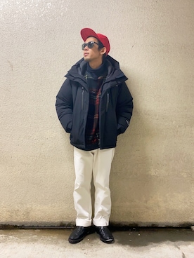 「NOMA t.d.（ノーマティーディー）のアイテム（キャップ）」を使った、TogAさん（メンズ・165cm）の冬コーディネート
