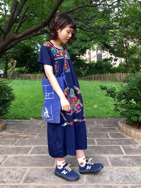 「A ROOM MODELのアイテム（バッグ）」を使った、三皮三皮さん（レディース・158cm）の夏コーディネート