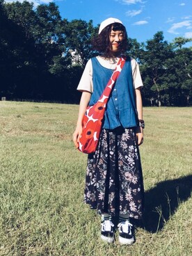 「plain-me（プレインミー）のアイテム（帽子）」を使った、三皮三皮さん（レディース・158cm）の夏コーディネート