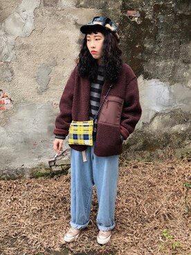 「plain-me（プレインミー）のアイテム（パンツ）」を使った、三皮三皮さん（レディース・158cm）の冬コーディネート