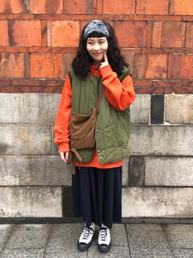 「A ROOM MODELのアイテム」を使った、三皮三皮さん（レディース・158cm）の冬コーディネート