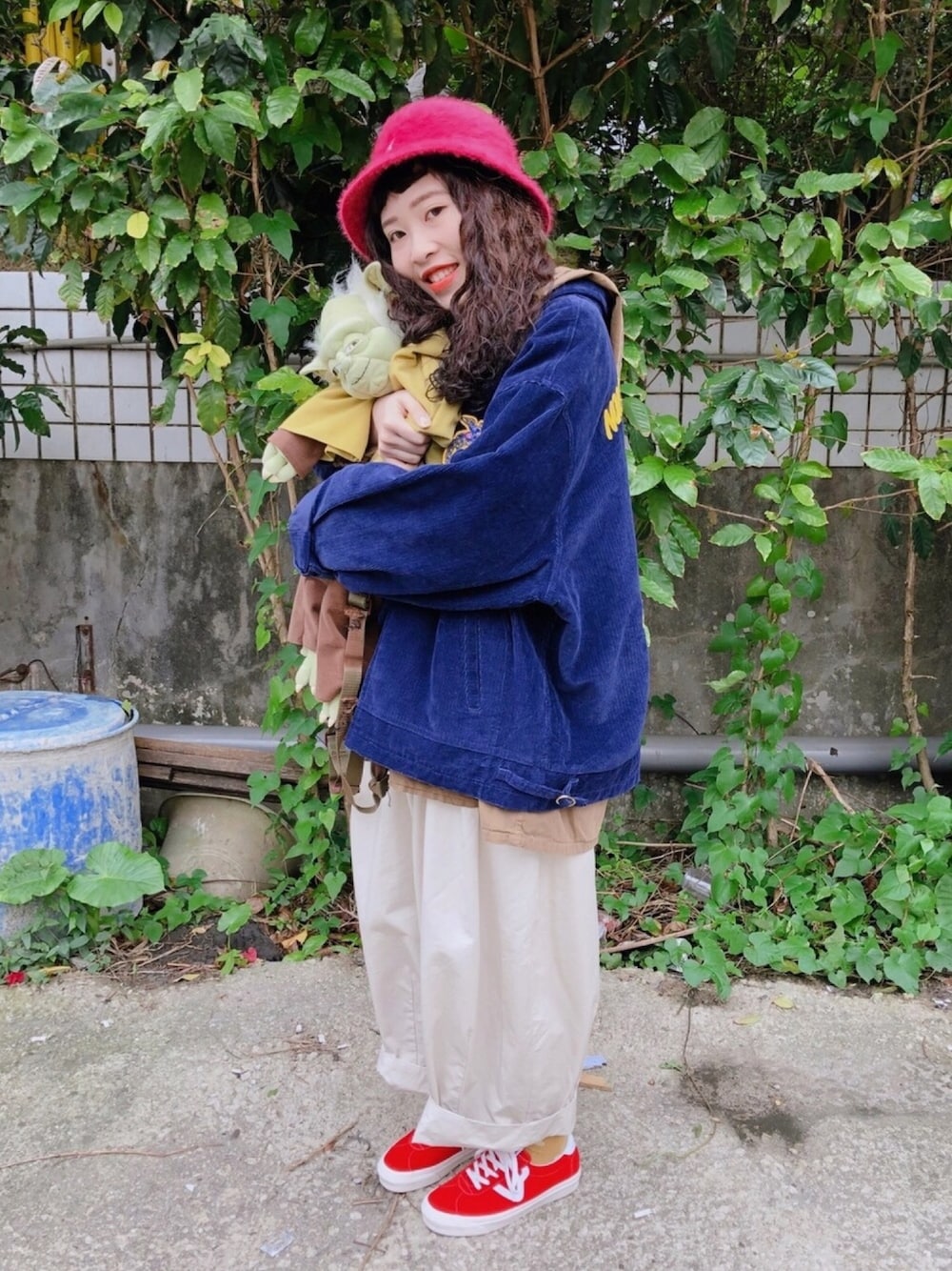 「ootd、vintage style、FFA、尤達、STAR WARS、古着、古着MIX、style73、KANGOL」｜「KANGOLのアイテム（帽子、ピンク系）」を使った、三皮三皮さん（レディース・158cm）の春コーディネートの1枚目の写真