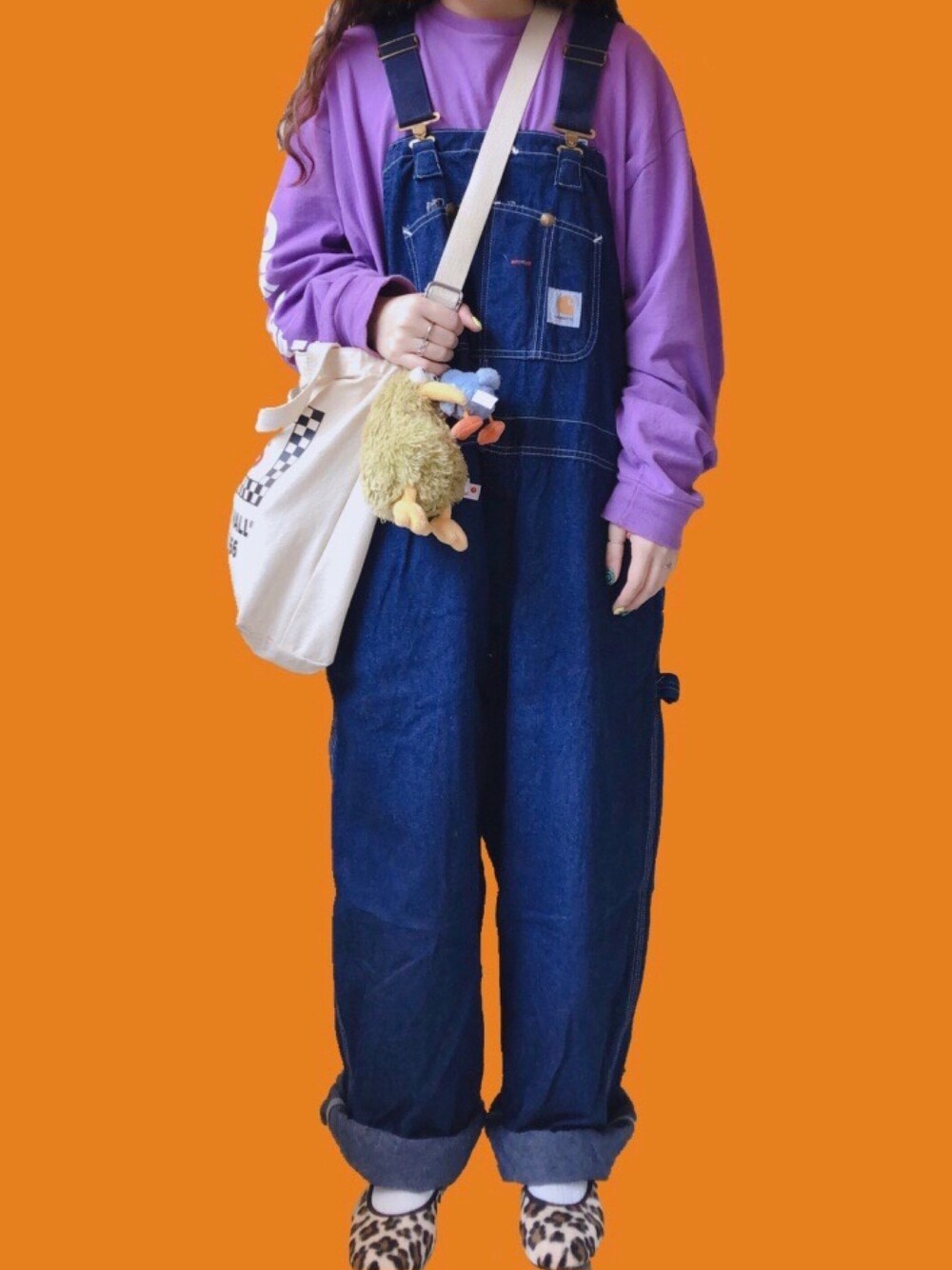 「ootd、carhartt、vintage、VANS、古着、古着MIX、古着コーデ」｜「VINTAGEのアイテム（オールインワン・サロペット、ブルー系）」を使った、三皮三皮さん（レディース・158cm）の春コーディネートの1枚目の写真