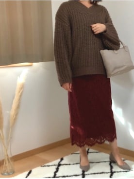 「OZOC（オゾック）のアイテム（ハンドバッグ）」を使った、HARUさん（レディース・162cm）の冬コーディネート