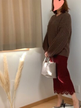 「OZOC（オゾック）のアイテム（ハンドバッグ）」を使った、HARUさん（レディース・162cm）の冬コーディネート