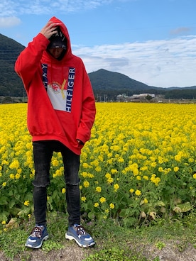 「AZSのアイテム（キャップ）」を使った、Kさん（メンズ・172cm）の春コーディネート