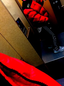 「THE NORTH FACE（ザノースフェイス）のTHE NORTH FACE NUPTSE JACKET（ダウンジャケット/コート、レッド系）」を使った、kntさん（メンズ・173cm）の冬コーディネート